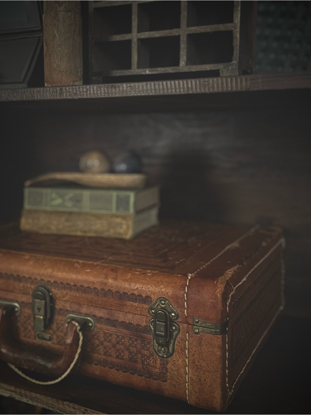 Vintage Artmex Tooled Leather Suitcase | Hand-Embossed Leather Travel Case